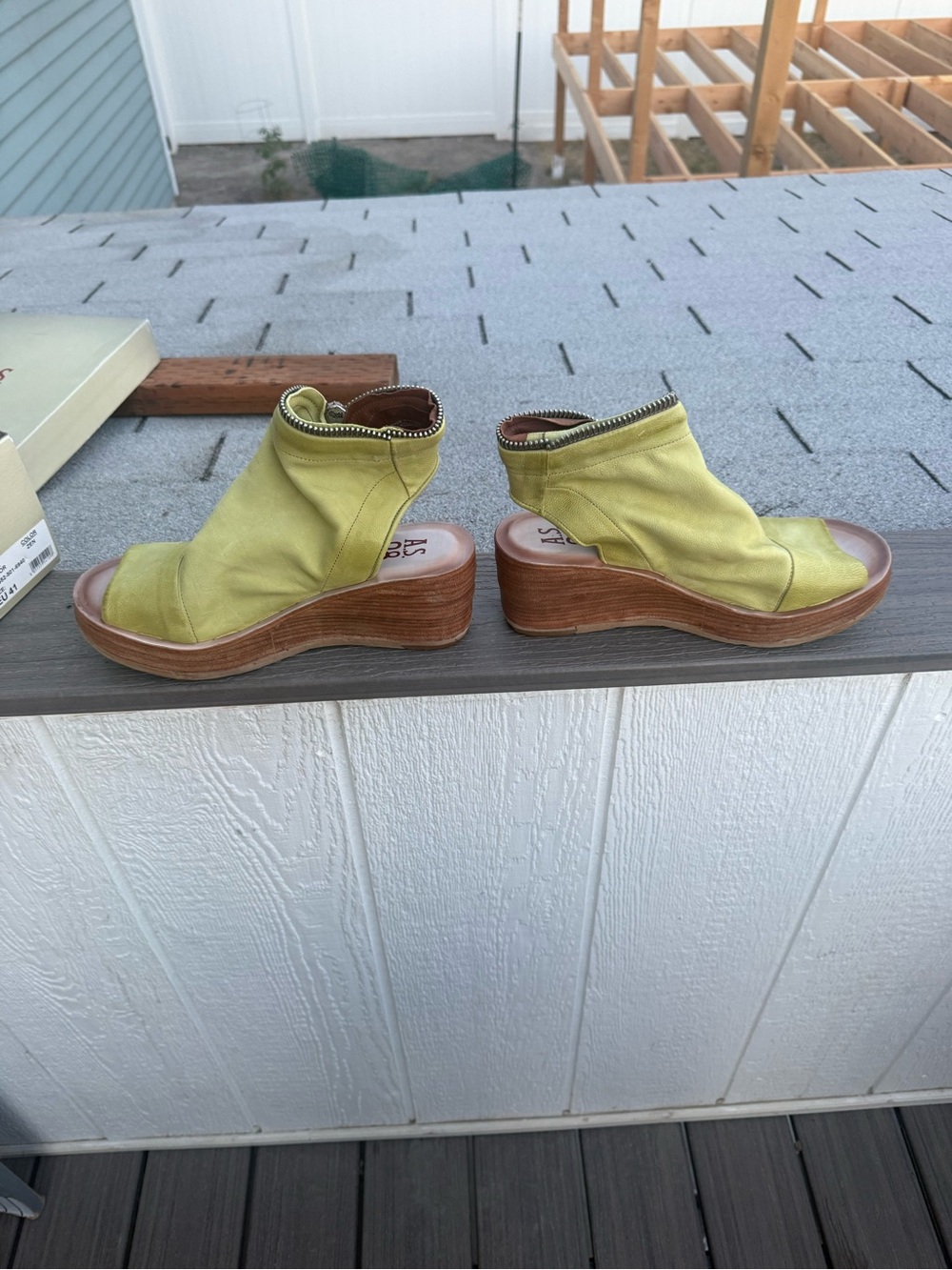 A.S.98 Yellow Open-Toe Zip Wedge Sandals - Picture 2 of 16
